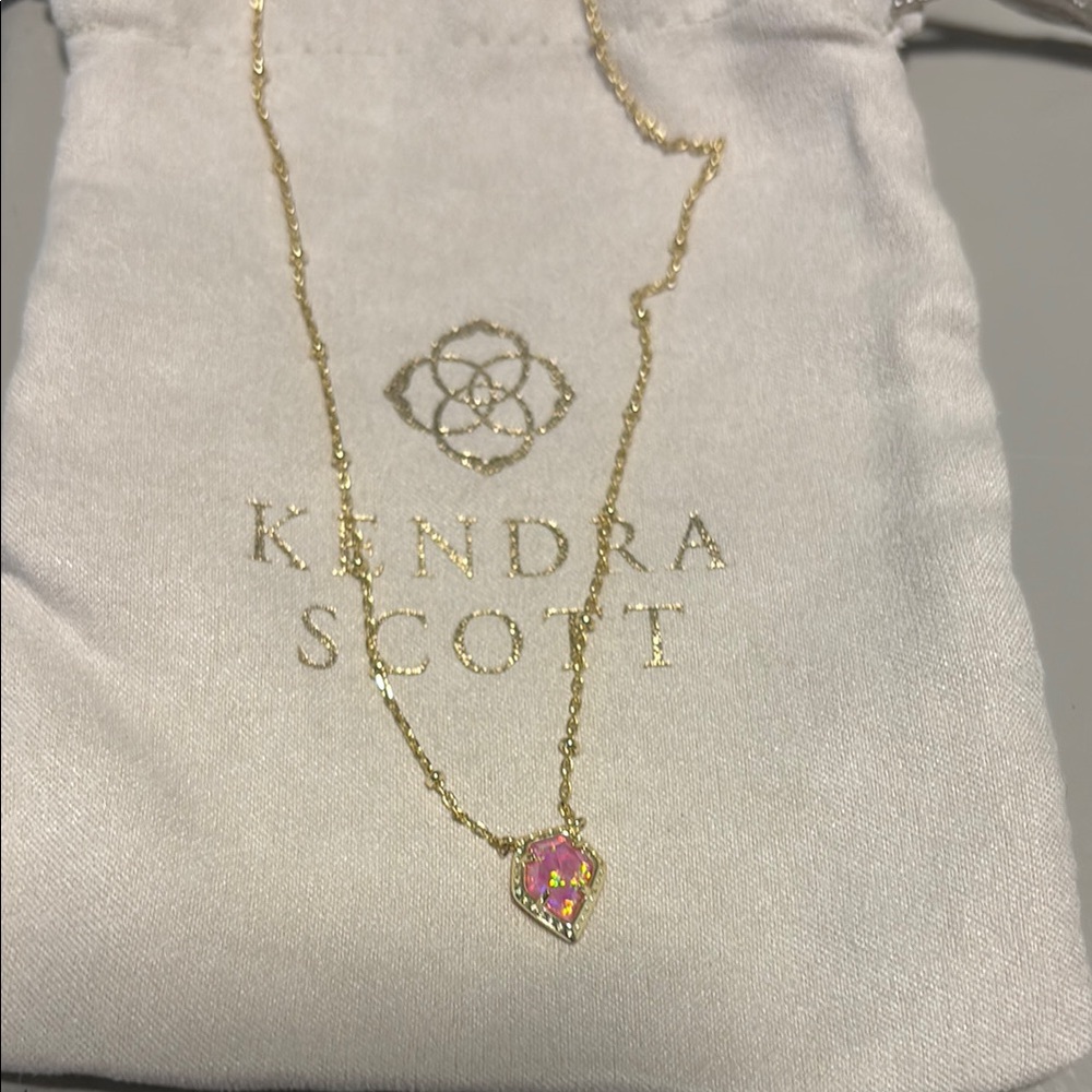 Kendra Scott Gold and Pink Necklace with Delicate Chain